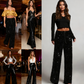 🎄🎁Christmas Sale 40% OFF🥰Women's Sequin Sparkle Wide Leg Pants with Elastic Waistband