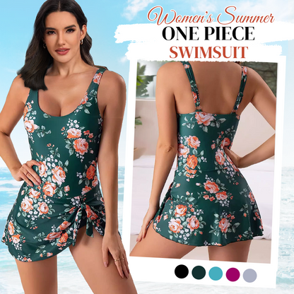 ✨ Women's Tummy Control Tie Knot Swimsuit with Skirt – Full Coverage & Built-in Bra – Summer Essential 🌊