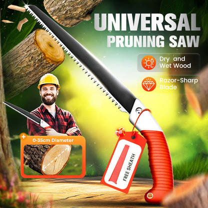 🌿 50% OFF NOW ! ⚡ Lightweight And Sharp Universal Pruning Saw With Sheath – SK5 Steel, Fast Cutting & Ergonomic Grip 🔪