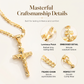 ✨✝️ Gold Crucifix Necklace – Detailed INRI Motif, Adjustable Figaro Chain & Hypoallergenic Finish 💛