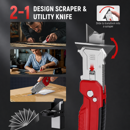 ✂️ 50% OFF!🧹2-in-1 Foldable Utility Knife & Scraper – Portable Razor Blade, Multi-Surface Cleaning ✨