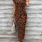🌸Women's Knot Bodycon Dress – Leopard print, tummy-flattering knot. Comfy & chic for parties or date nights. Feel gorgeous. ✨🌹