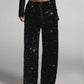 🎄🎁Christmas Sale 40% OFF🥰Women's Sequin Sparkle Wide Leg Pants with Elastic Waistband
