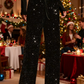 🎄🎁Christmas Sale 40% OFF🥰Women's Sequin Sparkle Wide Leg Pants with Elastic Waistband