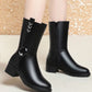 Soft Faux Leather Chunky Heel Zipper Boots