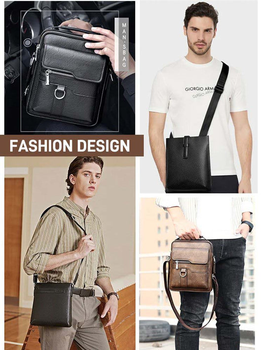 ⏳Time-Limited Special⏰Business Men's Casual Crossbody Bag – Water-Resistant PU Leather – Practical Shoulder Messenger Bag 🌧️
