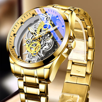 ⌚  Double-Sided Skeleton Watch – Non-Mechanical Tourbillon, Luminous, 30M Waterproof ✨