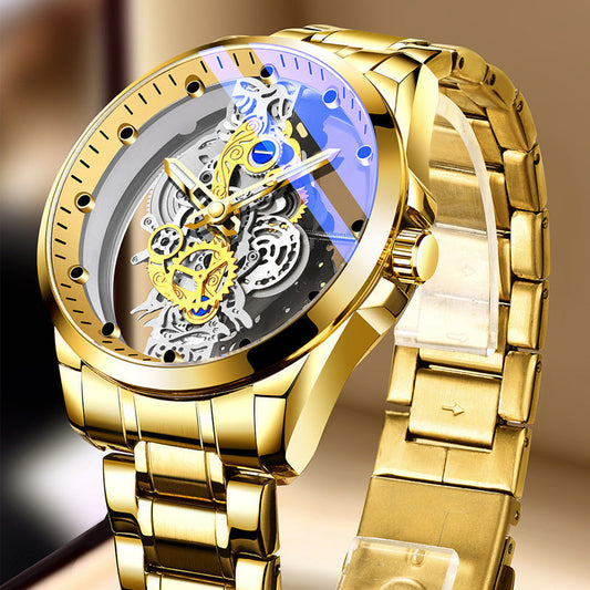 ⌚  Double-Sided Skeleton Watch – Non-Mechanical Tourbillon, Luminous, 30M Waterproof ✨
