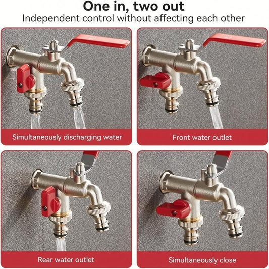 🔥 FLASH SALE: 50% OFF! ⚙️ Universal Stainless Steel Double Outlet Garden Faucet – Independent Valves, Heavy-Duty & Easy Install 🚰