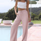 Lightweight Summer Linen Pants Solid Color Drawstring Casual Pants - Breathable & Skin-Friendly