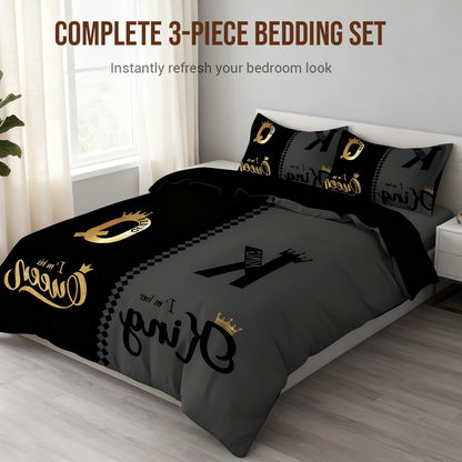 👑3-Piece "King & Queen" Couple's Duvet Cover Set