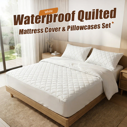 🔥 Hot Sale 🔥Waterproof Quilted Mattress Cover & Pillowcases Set