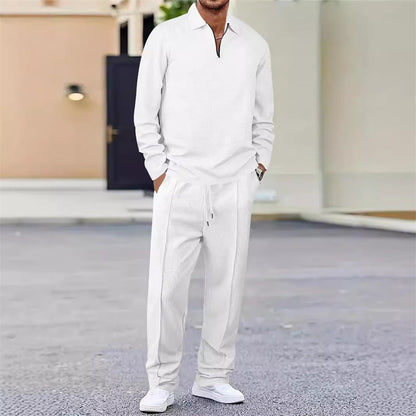 Men’s Waffle Knit Sweatshirt & Straight-Leg Pants Set