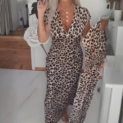 🌻2026 Summer Hot Sale-50% OFF!!👗✨Women's V-Neck Leopard Print Dress