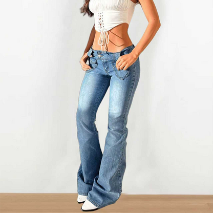 Women's Casual Low-Rise Flare Jeans