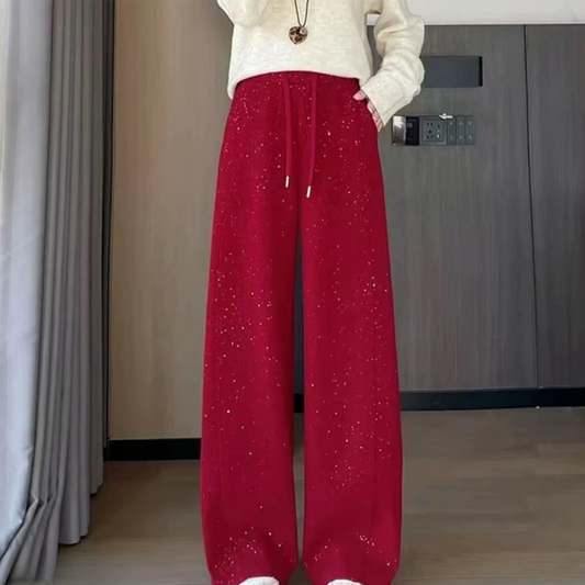 Women‘s Shimmering High-Waist Wide-Leg Pants
