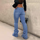 Women's Ripped Flare Jeans  with Frayed Hem