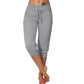 ⚡50% OFF⚡Drawstring Waist Cropped Sweatpants – Soft Polyester, Capri-Length & Side Pockets