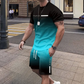 🌈 LIMITED-TIME 50% OFF! 👕 Men's Gradient Color 2-Piece Set – T-Shirt & Shorts, Breathable, Relaxed Fit 🩳