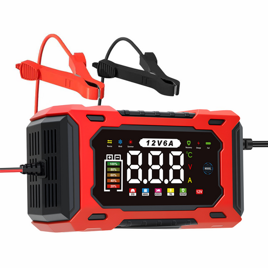 ⏳⏰12V 6A Smart Car Battery Charger – Pulse Repair Technology, Auto Maintain & Desulfation