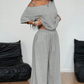 👗 LIMITED-TIME 50% OFF! 💥 Women's Off-Shoulder Top & Pants 2-Piece Set – Asymmetrical, Wide-Leg, Soft Fabric ✨