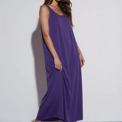 👗 LIMITED-TIME 40% OFF! ✨ Women's Sleeveless Maxi Dress – Solid Color, Side Pockets, A-Line, Durable Polyester 🌸