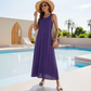 👗 LIMITED-TIME 40% OFF! ✨ Women's Sleeveless Maxi Dress – Solid Color, Side Pockets, A-Line, Durable Polyester 🌸