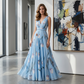 🌼Elegant V-Neck Tulip Print Maxi Dress