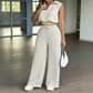 👕 LIMITED-TIME 50% OFF! ✨ Women's 2-Piece Lounge Set – Collared Top, Wide-Leg Pants, 4 Colors 🏠