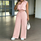 👕 LIMITED-TIME 50% OFF! ✨ Women's 2-Piece Lounge Set – Collared Top, Wide-Leg Pants, 4 Colors 🏠