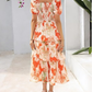 🌸 Summer Dream – Maxi Chiffon Dress with Floral Print and Ruffles – Short-Sleeved with a Round Neckline
