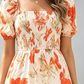 🌸 Summer Dream – Maxi Chiffon Dress with Floral Print and Ruffles – Short-Sleeved with a Round Neckline