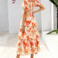 🌸 Summer Dream – Maxi Chiffon Dress with Floral Print and Ruffles – Short-Sleeved with a Round Neckline