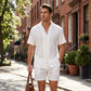 Men's Textured Short Sleeve Camp Collar Shirts