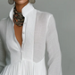 👗 50% OFF! ✨ Elegant Pleated White High-Neck Maxi Dress