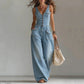 👖 LIMITED-TIME 50% OFF! ✨ Women's Denim Jumpsuit – Sleeveless, V-Neck, Wide-Leg 💫
