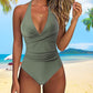 Sexy Backless Halter Swimsuit – Ruched & Flattering Fit
