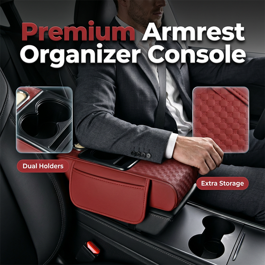 Car Armrest Storage Box with Cup Holder