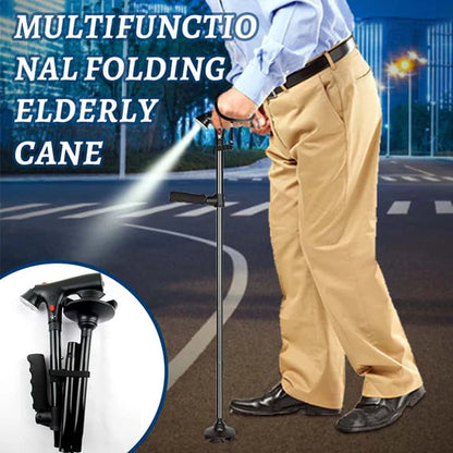 🦯 Multifunctional Folding Cane – Safe Steps, Day & Night ⏰