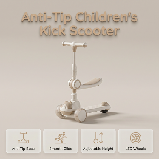 📢📢50% OFF !! ⏰🛴Anti-Tip Children's Kick Scooter with Luminous Wheels