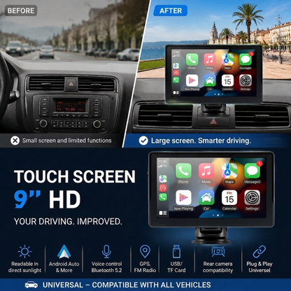 🚗📱 50% OFF!！ 9" Wireless HD Touchscreen Multimedia Player