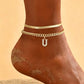 📢📢50% OFF !! ⏰Dainty Layered Gold Initial Anklets for Women