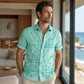 👔 📐Men’s Geometric Print Relaxed‑Fit Button‑Down Shirt
