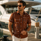 👔 📐Men’s Geometric Print Relaxed‑Fit Button‑Down Shirt