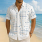 👔 📐Men’s Geometric Print Relaxed‑Fit Button‑Down Shirt