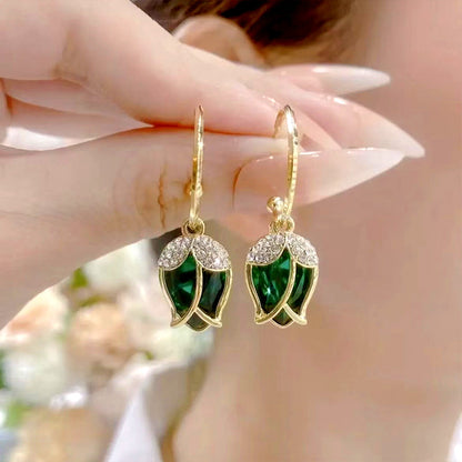 🎉 2026 Sale — Over 19000 Sold!💞 Rosebud C‑Shaped Hoop Earrings‑Sparkling 🌹