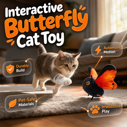 📢📢50% OFF !! ⏰Smart Sensing Flapping Butterfly Toy Interactive Cat