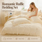 Simple Solid Color 4-Piece Bedding Set with Ruffled Borders