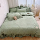 Simple Solid Color 4-Piece Bedding Set with Ruffled Borders