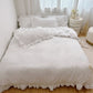 Simple Solid Color 4-Piece Bedding Set with Ruffled Borders